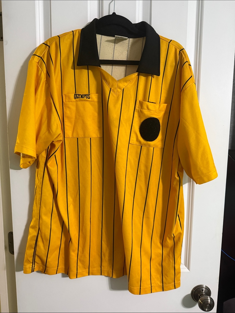 Olympus Yellow and Black Striped men’s Referee Polo